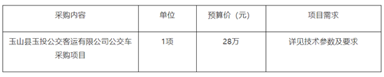 28萬(wàn)元，玉山縣公交車采購(gòu)項(xiàng)目(圖1)